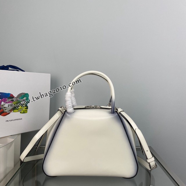 Prada專櫃2022秋冬新款亮面小牛皮手提包 1BA366 普拉達小號手提肩背女包 csp1585